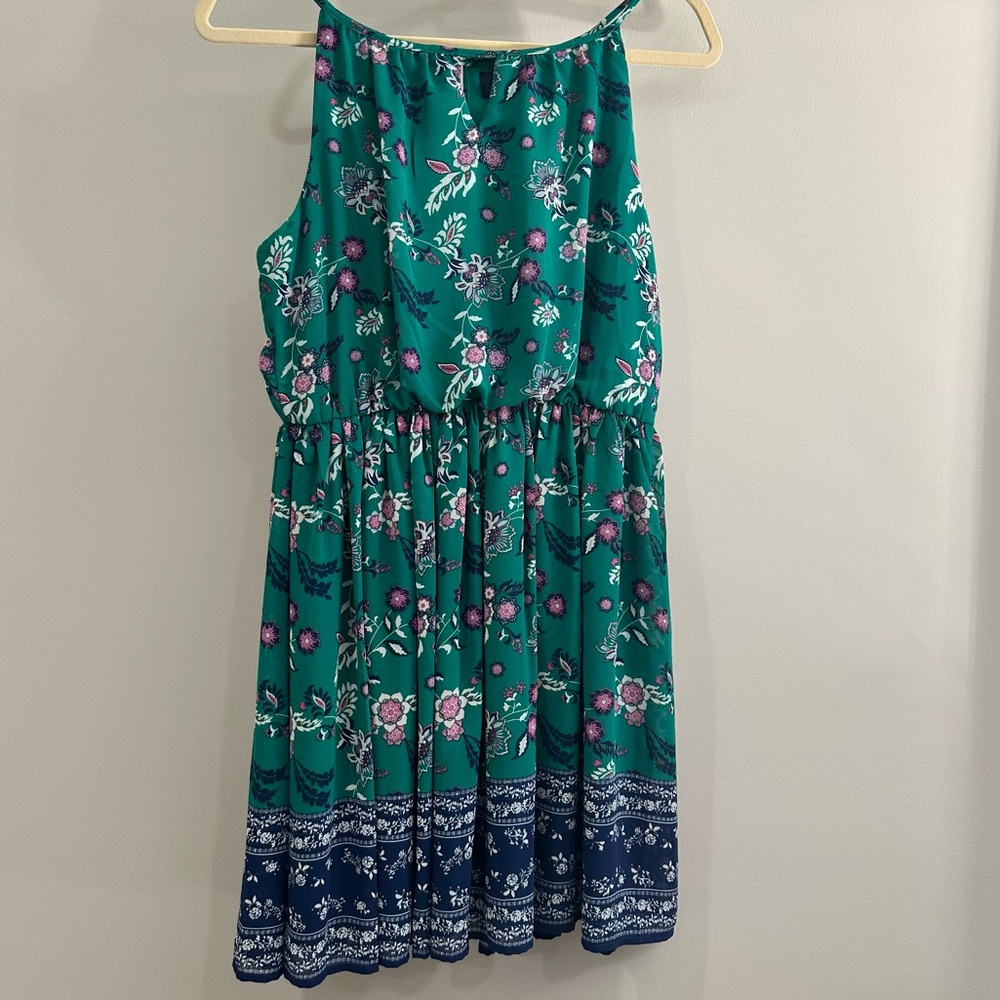 Floral Green and Blue Dress